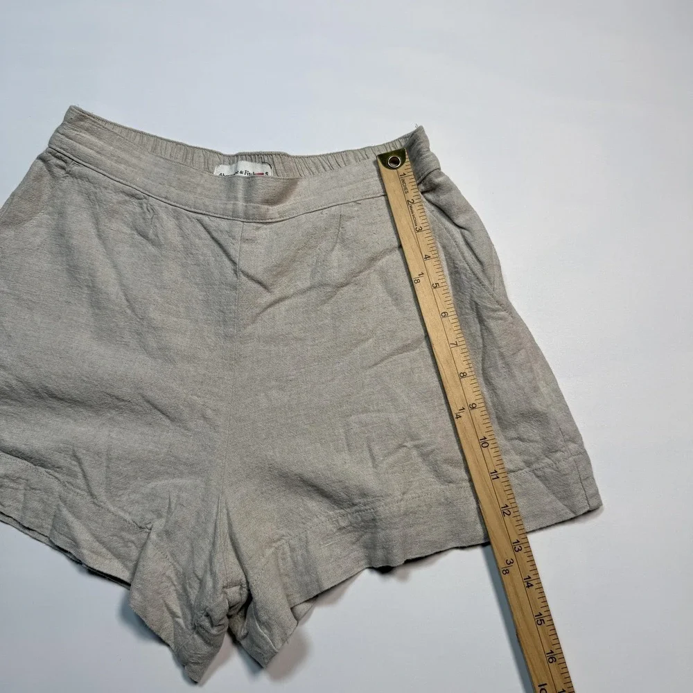 Abercrombie & Fitch Shorts Womens Small Beige Linen Blend Elastic Waist Chino